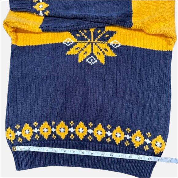 GAP Snowflake Yellow Navy Blue Sweater (US L) VTG - Picture 5 of 7